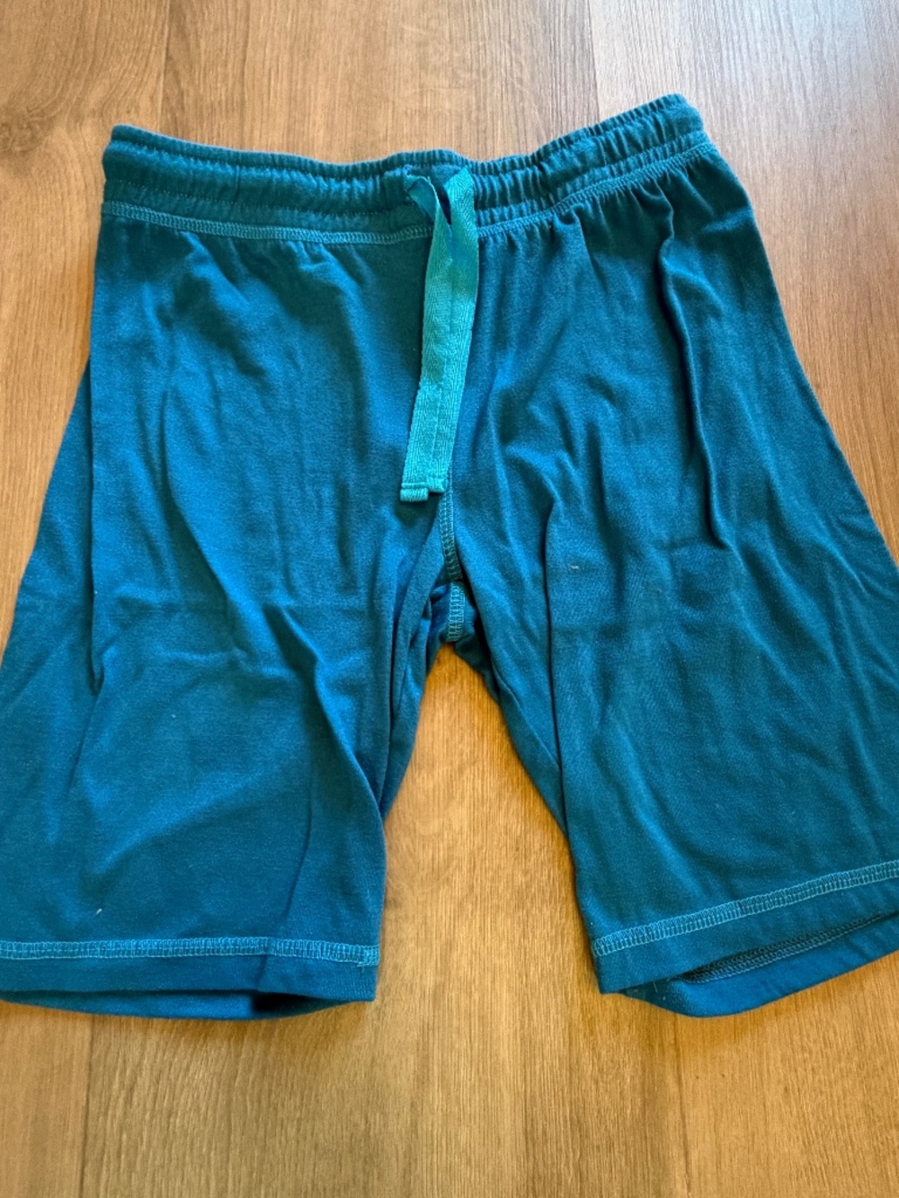 Kids Teal Knit Pajama Lounge Shorts Elastic Waist Drawstring Sleep Shorts